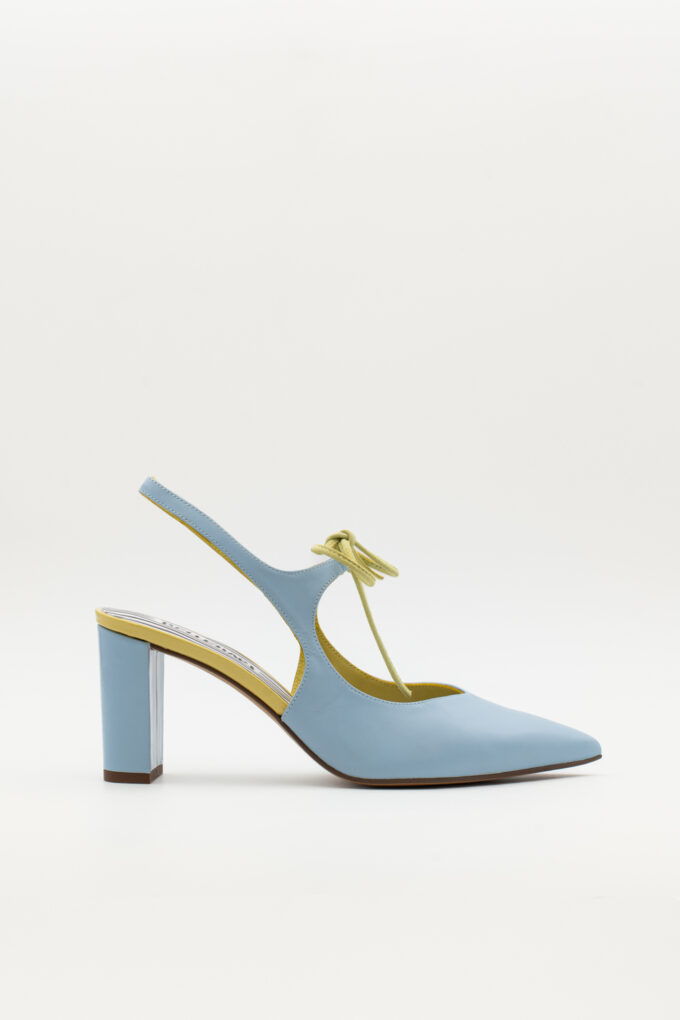 Salón Slingback Adara azul claro amarillo