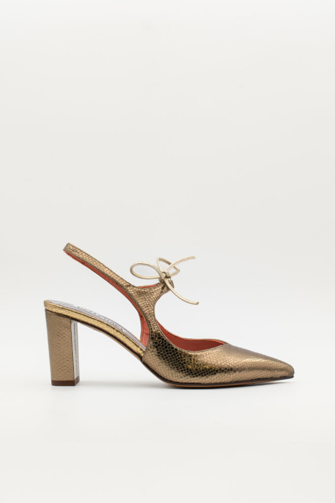 Salón Slingback Adara Oro antiguo brillo elaphe