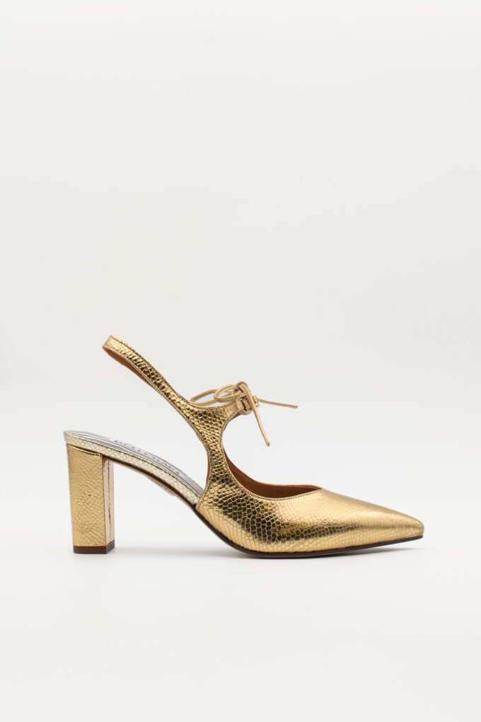 Salón Slingback Adara oro oscuro Brillo elaphe