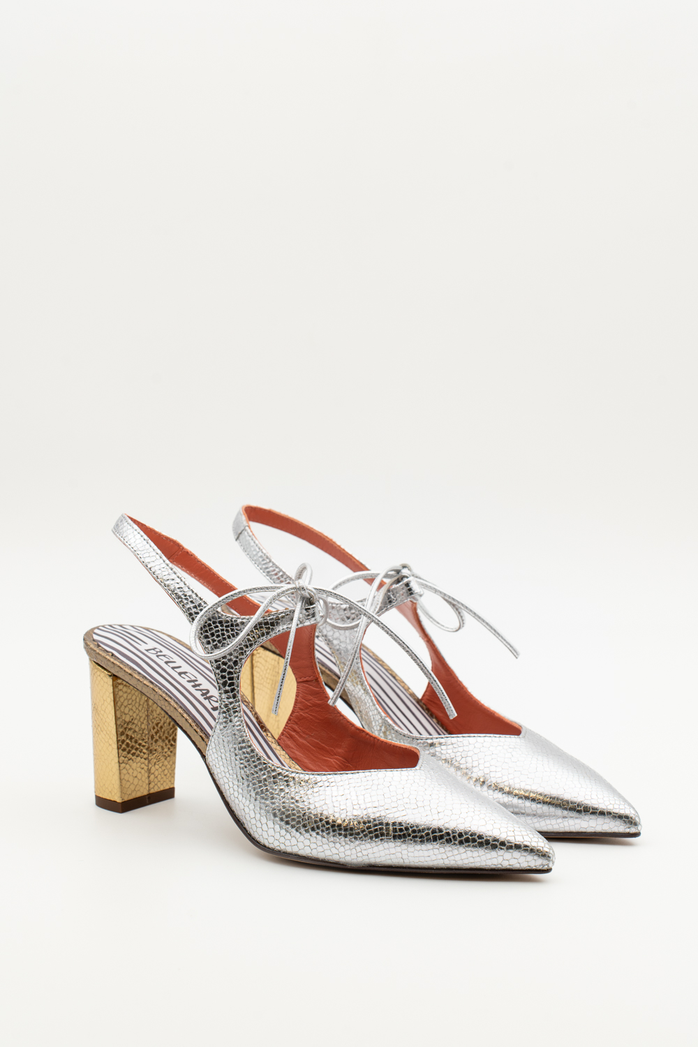 Salón Slingback Adara Plata Brillo elaphe Oro - Imagen 2