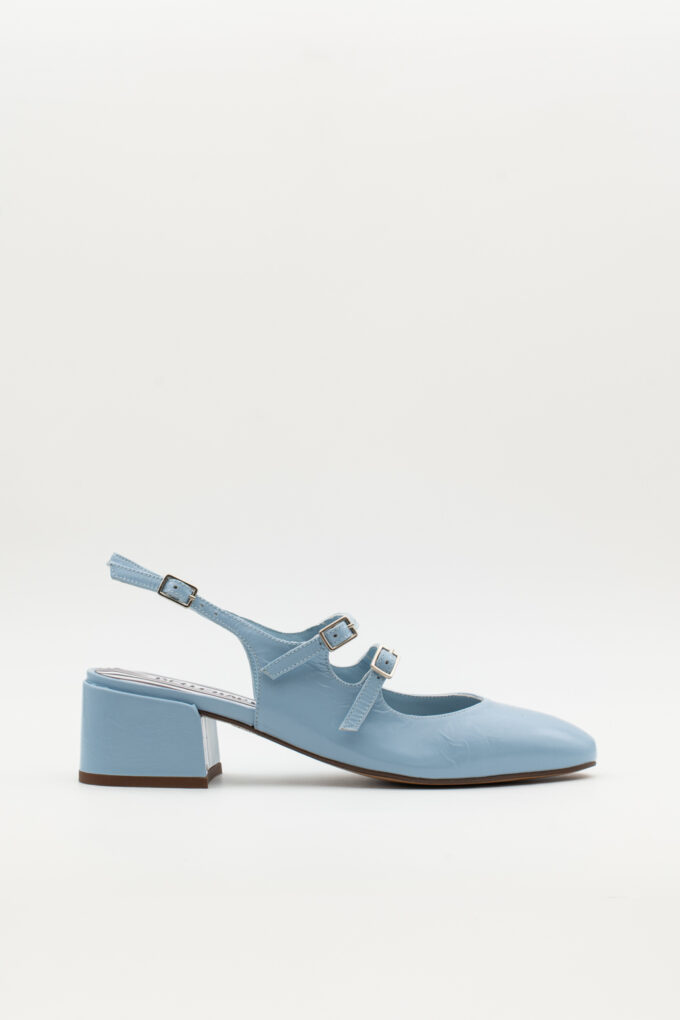 Slingback de tacón medio Victorie azul claro