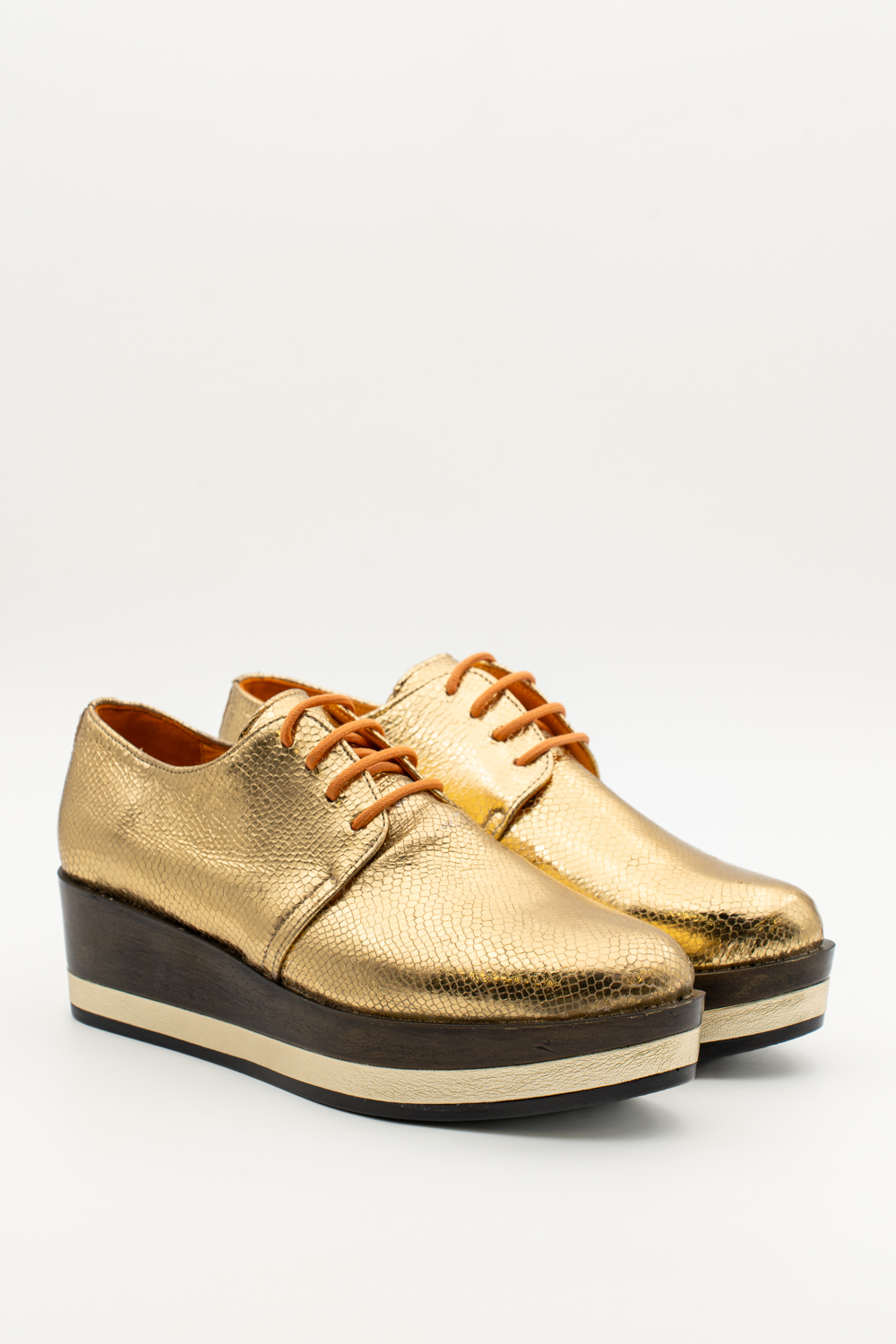 Blucher plataforma Jade oro oscuro brillo elaphe - Imagen 2