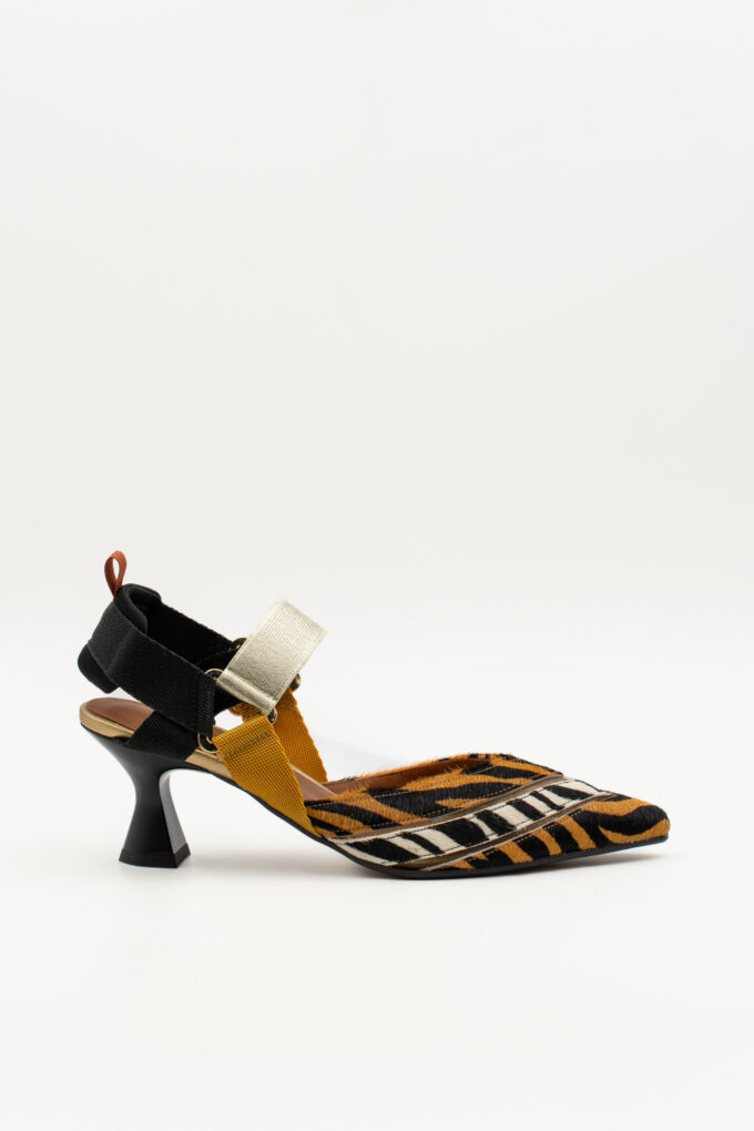 Slingback de tacón medio Elba equur naranja