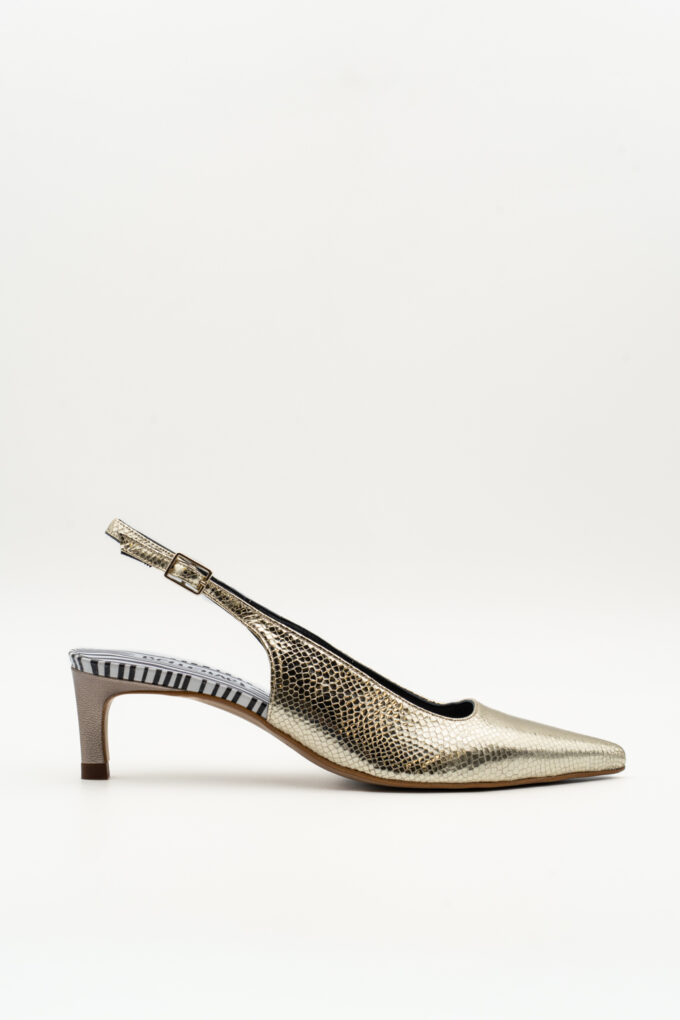 Salón Slingback Maelle Dorado Brillo elaphe