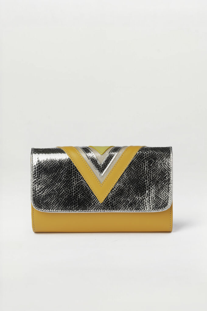 Bolso Tresse Plata Brillo elaphe naranja