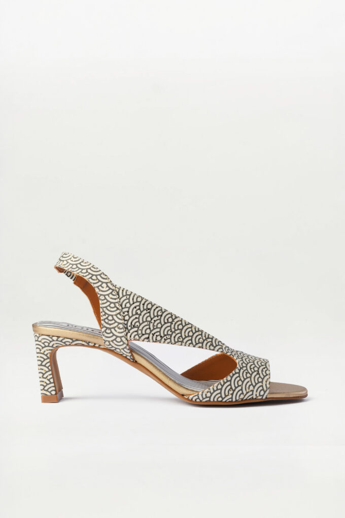 Sandalia tacón slingback Solene art déco