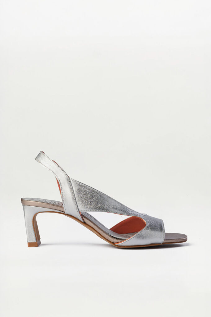 Sandalia tacón slingback Solene plata