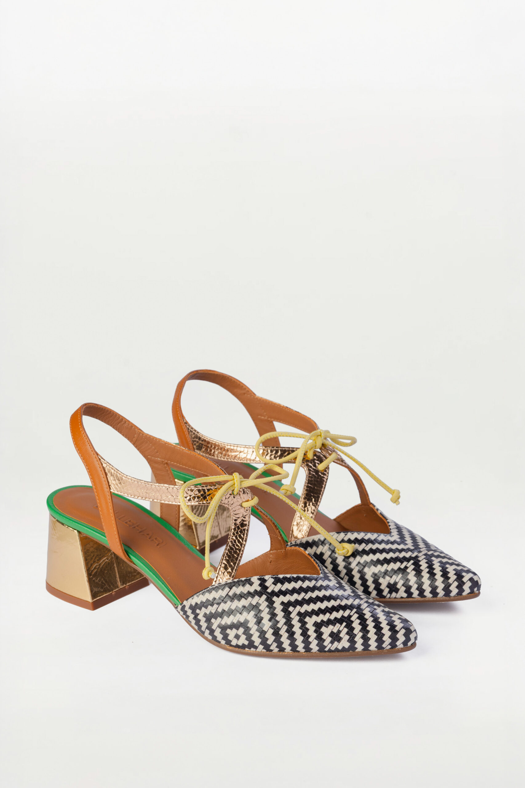 Salón slingback Anne diamette Dorado Brillo elaphe - Imagen 2