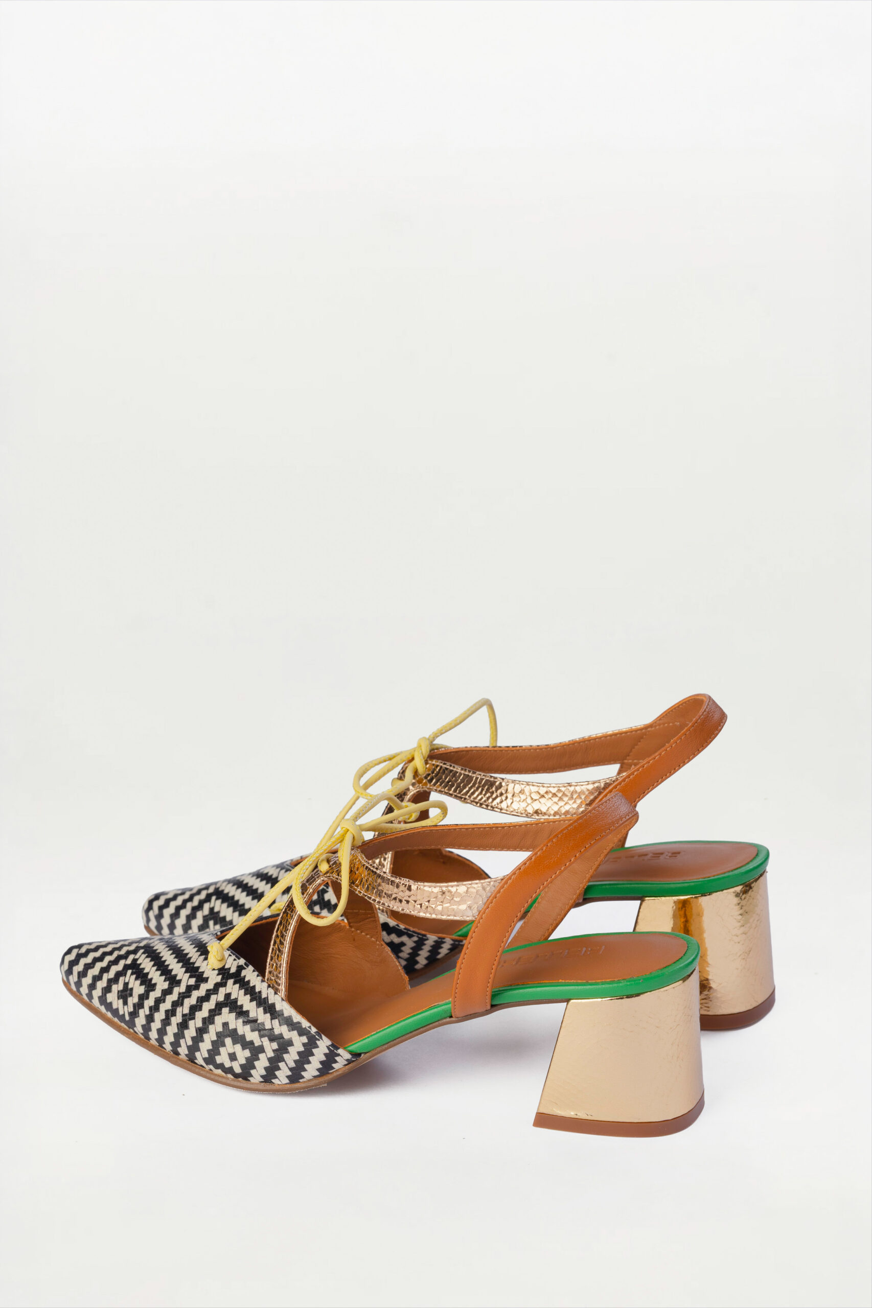 Salón slingback Anne diamette Dorado Brillo elaphe - Imagen 3