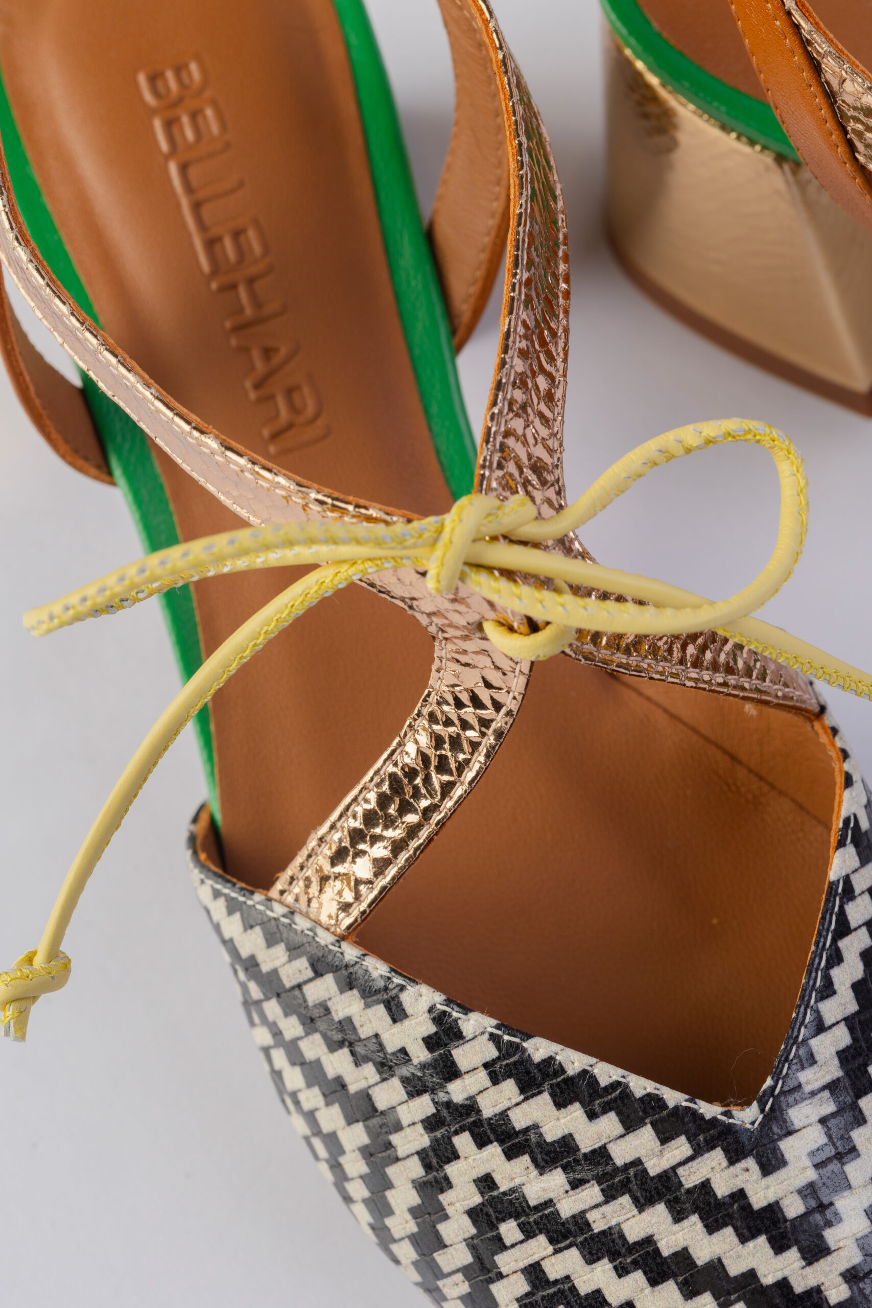 Salón slingback Anne diamette Dorado Brillo elaphe - Imagen 5