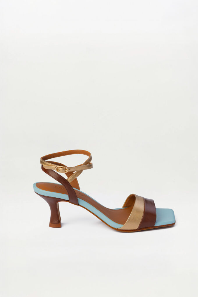 Sandalia de tacón Piero marron oro oscuro
