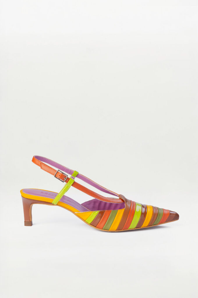 Salón Slingback Sirocco naranja verde