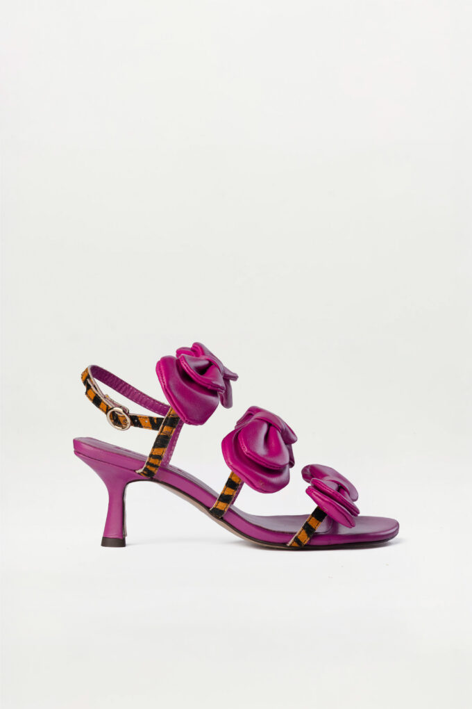 Sandalia de tacón slingback Boucle rosa
