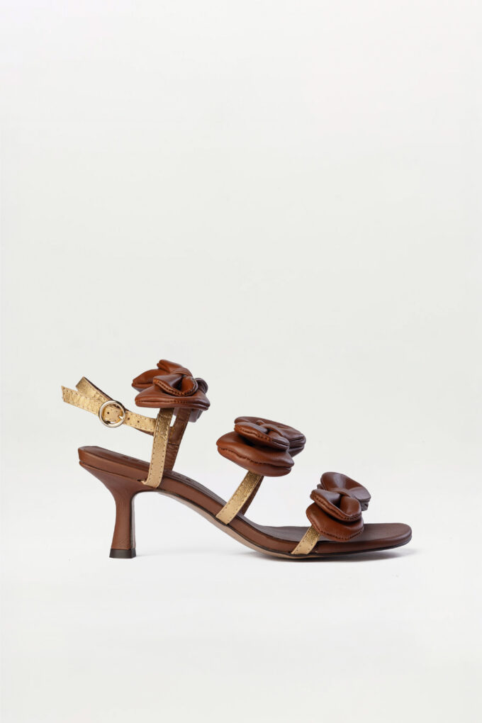 Sandalia de tacón slingback Boucle marron
