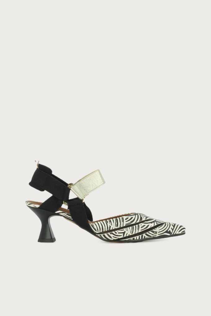 Salón slingback de tacón medio Elba spiral negro