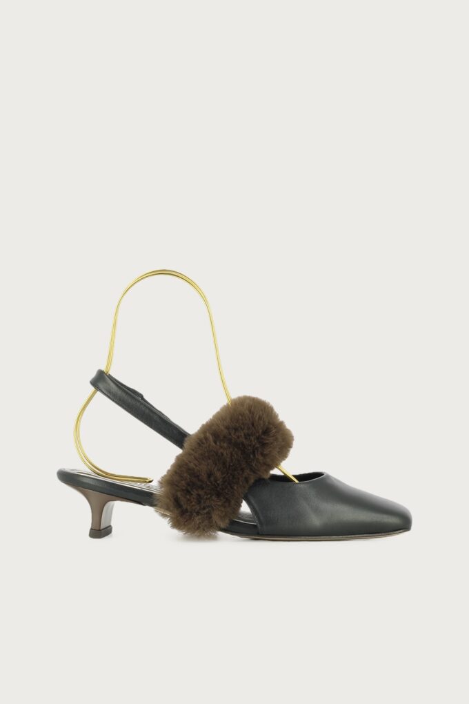 Salón slingback negro marrón
