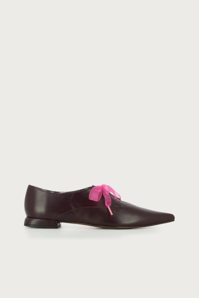 Zapato plano blucher Perrot berengena rosa