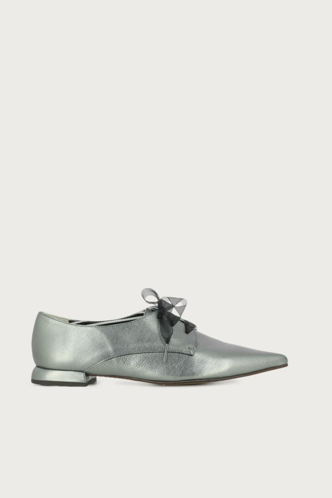 Zapato plano blucher Perrot plata negro