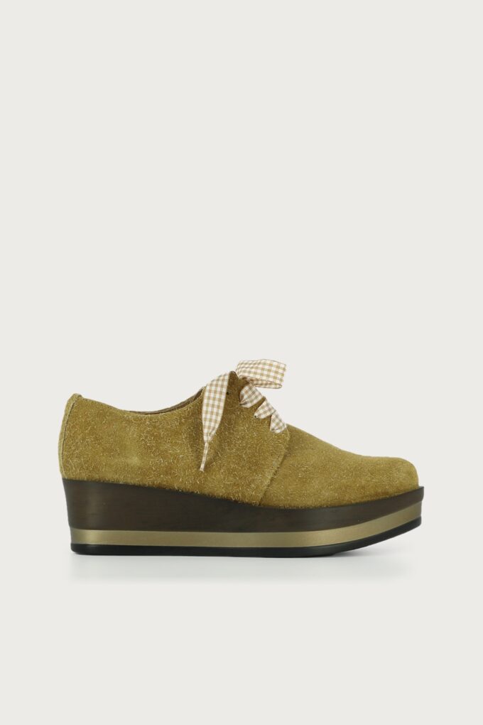 Blucher plataforma texturizado Jade mostaza