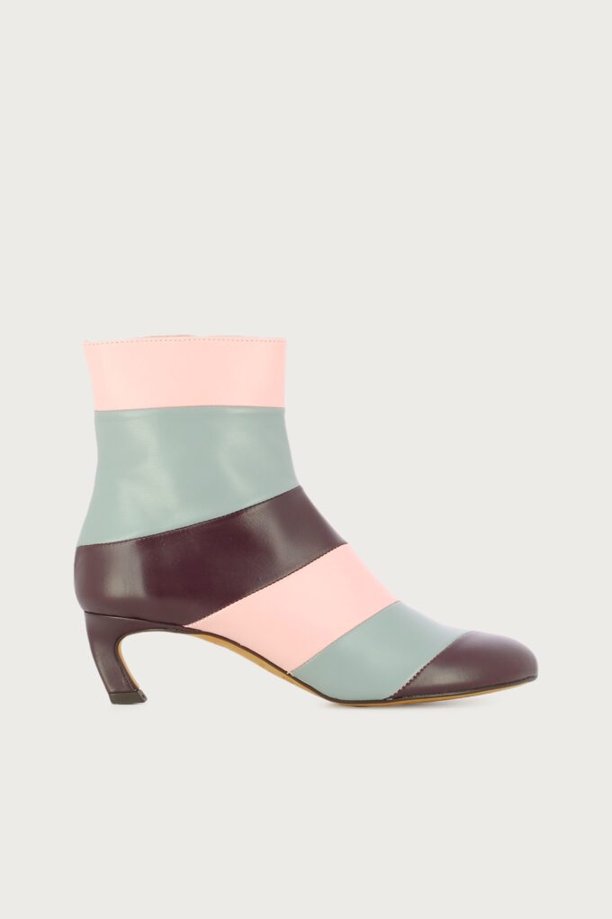Botín pelletier burdeos rosa gris